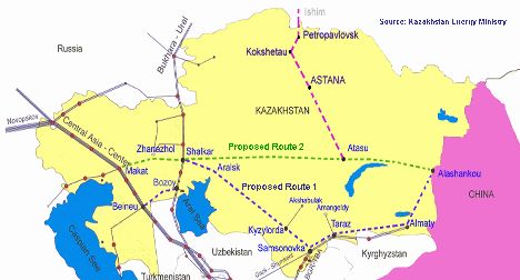 Kazakhstan Natural Gas Pipeline Routes
